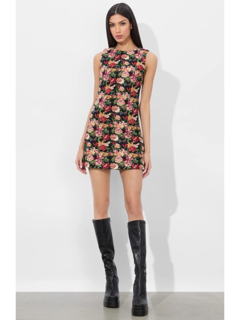 Alice + Olivia Black Floral Mini Dress